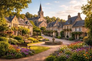 village-francais-maisons-pierre-parc-fleuri