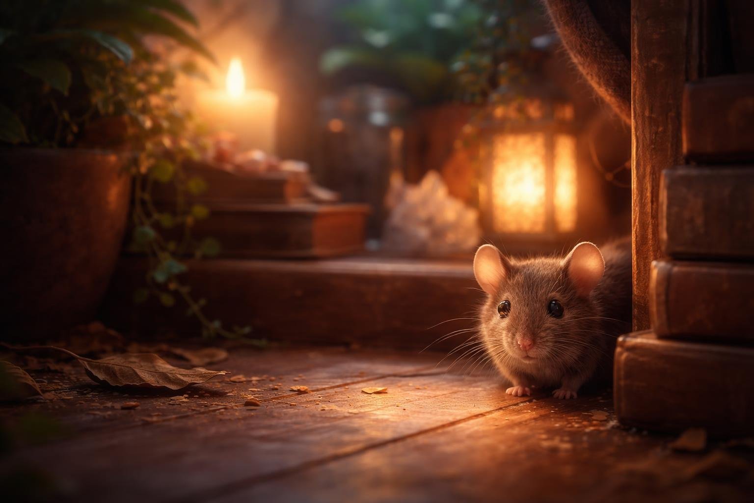 souris-piece-chaleureuse-lumiere-douce