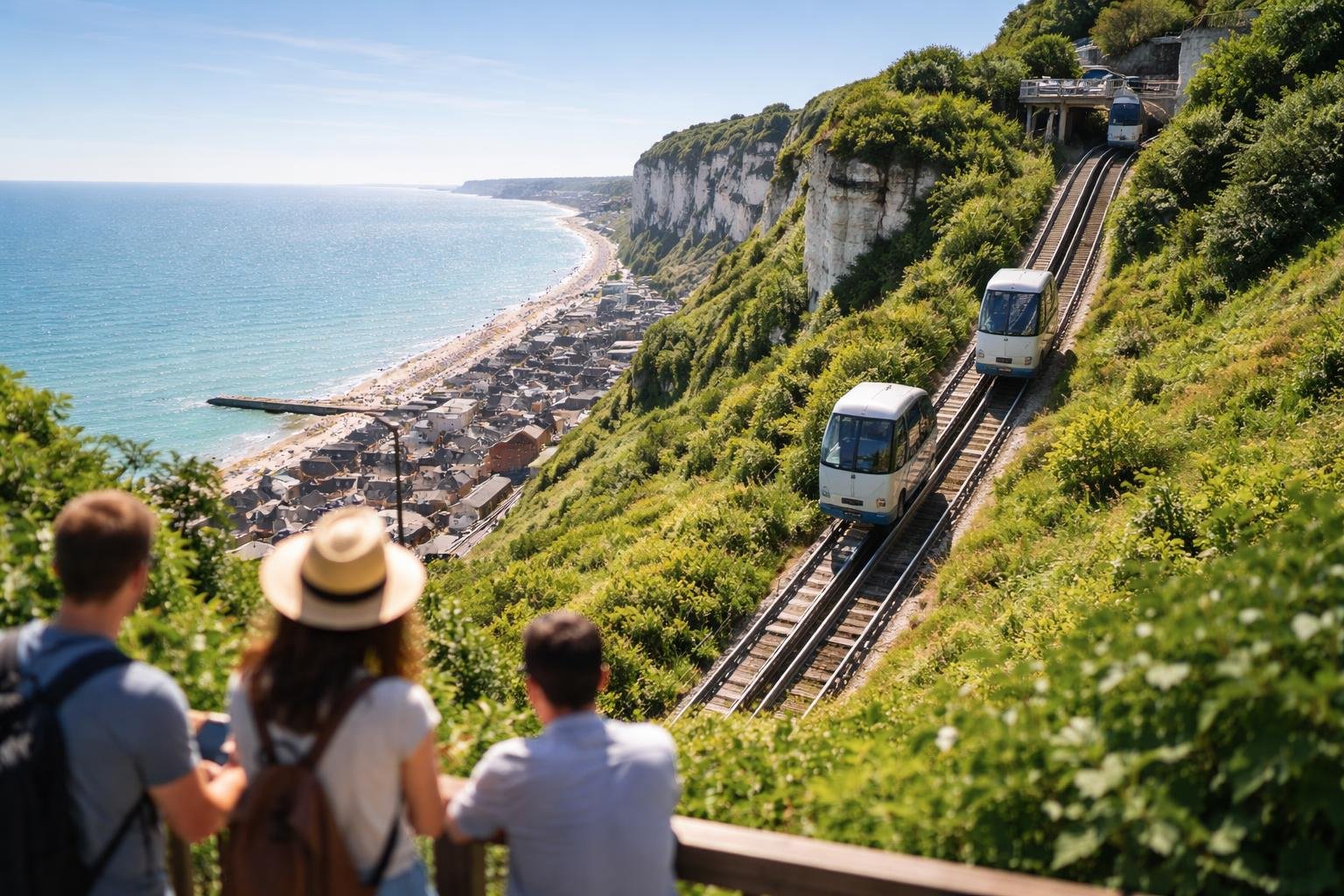 funiculaire-treport-colline-ocean-ciel-bleu